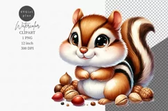 Woodland clipart, Chipmunk clipart, Cute animals Product Image 1