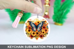 Butterfly And Sunflowers - Keychain Sublimation Design Product Image 1