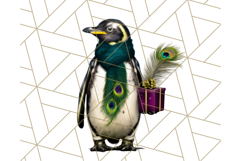 Peacock Christmas Clipart in Jewel Tones, Christmas Png Product Image 5