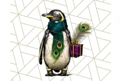 Peacock Christmas Clipart in Jewel Tones, Christmas Png Product Image 5