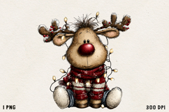 Cute Whimsical Christmas Reindeer Clipart Holiday PNG Product Image 1