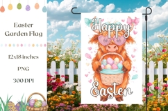 Funny Easter Cow Garden Flag Design, Easter Basket Print Product Image 1
