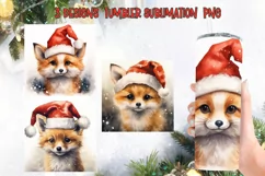 Christmas Santa Fox Tumbler Sublimation Designs Product Image 1