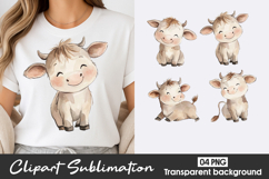 Cute Baby Calf Pastel Clipart Sublimation PNG Product Image 1