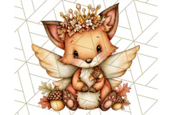 Fall Fairy Animal Clipart PNG, Woodland Creatures With Wings Product Image 5