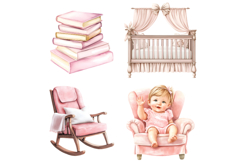 Pink baby girl clipart Product Image 2