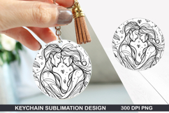 Heart Love Keychain Sublimation - Valentine Keychain PNG Product Image 1