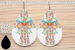 Colorful Teardrop Earrings Art PNG, Flower Cross Product Image 1