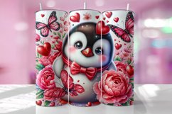 Valentine's Day Penguin Tumbler Wrap Sublimation Design Product Image 1