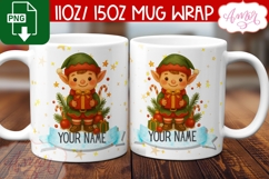 Custom Christmas mug wrap PNG, Christmas elf mug PNG Product Image 2