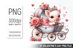 Valentine&#039;s Cute Pig Clipart PNG, Pig Graphic For Crafts Product Image 1