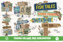 Fishing Collage PNG Sublimation Product Image 1