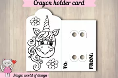 Cute Unicorn Crayon Holder Card svg, print then cut svg Product Image 2