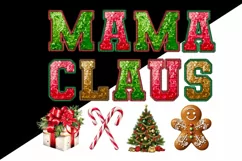 Mama Claus PNG, Embroidered Letters Mama Claus for Shirt Product Image 7