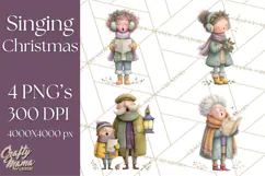 Christmas Carolers Clipart PNG, Holiday Choir Clip Art Product Image 1