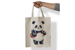 Cute Panda with Backpack Holding a Pencil Watercolor PNG Product Image 6