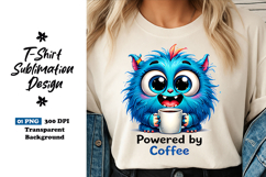 Powered By Coffee Monster Clipart Sublimation PNG Product Image 1