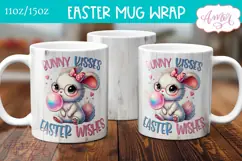 Cute Easter bunny Mug Wrap PNG, Bunny kisses mug sublimation Product Image 3