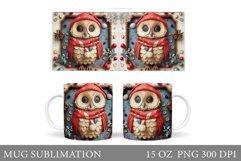 Christmas Owl Mug Design. Christmas Mug Sublimation Product Image 1