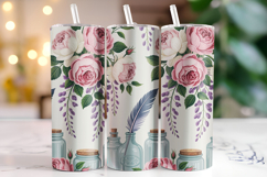 Flowers &amp; Jar Tumbler Wrap | Sublimation | Tumblers Product Image 1