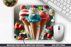 Ice Cream Mouse Pad Sublimation, 4th Of July Mouse Pad PNG Product Image 1