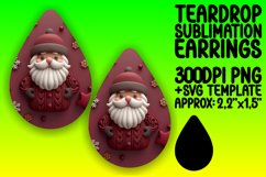 Winter 3D Santa Claus Teardrop Earrings Sublimation Product Image 1