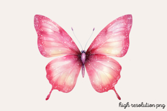 Gilter Pink Butterfly Clipart PNG Product Image 1