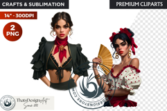 Spanish Flamenco dancer woman Clipart, Sevillana Product Image 1
