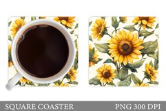 Sunflowers Coaster Sublimation. Sunflowers Square Coaster Product Image 1