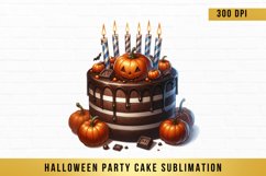 Watercolor Halloween Party Cake Clipart, Halloween Cake Product Image 1