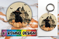 Black Cat Round Design Sublimation for Halloween Fall Mugs Product Image 1