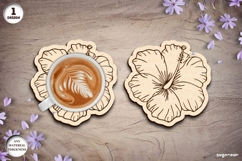 Hibiscus Flower Coaster Laser Cut | Drink Coaster | SVG Product Image 1