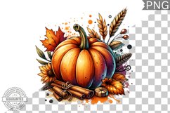 Pumpkin Flowers Sublimation - Clipart PNG Design Product Image 1