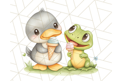 Spring Animal Ice Cream Clipart, Cute Pastel Animal PNG Product Image 5