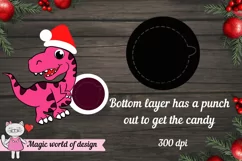 Pink girl dinosaur candy dome ornaments svg,candy holder svg Product Image 3