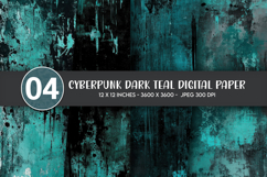 Cyberpunk Dark Teal Digital Paper Product Image 1