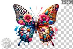 Vibrant Floral Butterfly Sublimation - Clipart PNG Design Product Image 1
