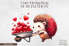 Cute Valentine&#039;s day Hedgehog PNG. Product Image 1
