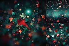 Red green Christmas bokeh star background digital papers Product Image 5