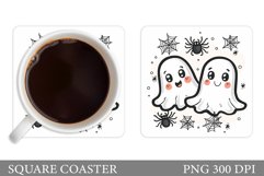Cute Ghost Coaster Design. Halloween Coaster Sublimation Product Image 1