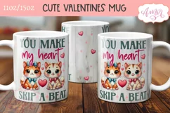Cute Valentines Mug Wrap PNG, You make my heart skip a beat Product Image 2