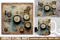 Vintage Floral Maps Seamless Patterns Backgrounds, Product Image 1