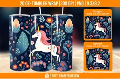 Unicorn Milkyway Tumbler Wrap Designs, Sublimation Wrap Product Image 1