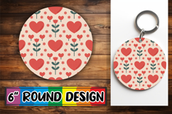Blissful Round Keychains Sublimation PNG, Valentine's Patter Product Image 1
