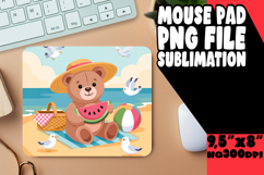 Playful Mouse Pad Sublimation PNG, Cute Bear Product Image 1