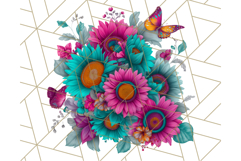 Sunflower and Butterfly PNG Clipart, Bright Jewel Tones Png Product Image 5
