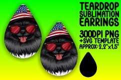 American Flag Teardrop Earrings Dog Sublimation Product Image 1