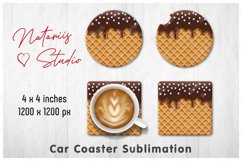 Dripping Chocolate Wafer Design. Coaster Sublimation. Product Image 1