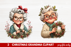 Christmas Grandma Clipart | Cute Holiday Granny PNG Illustra Product Image 1