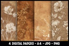 4 Vintage Boho Florals Digital Papers I Junk Journal Pages Product Image 1